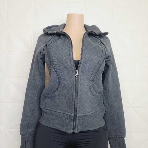 Lululemon Women's Gray Scuba Special Edition Thermal Full Zip Hoodie Size 6 - Picture 2 of 9